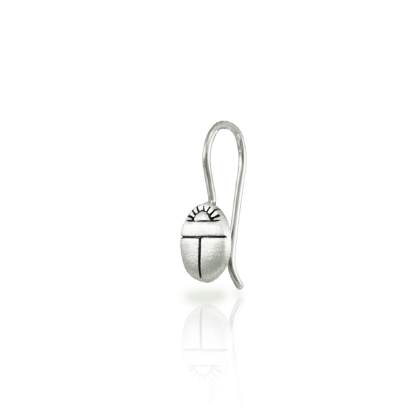 Single view of Small solid silver Scarab Beetle Earring by Scarab jewellery Studio