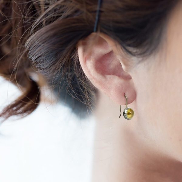 Daisy Citrine Cabochon Drop Earrings by Scarab Jewellery Studio