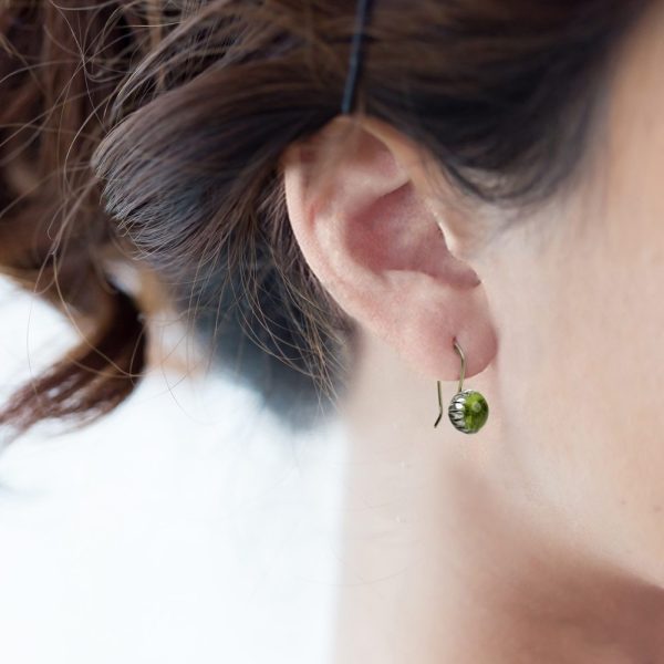 Daisy Peridot Cabochon Drop Earrings by Scarab Jewellery Studio