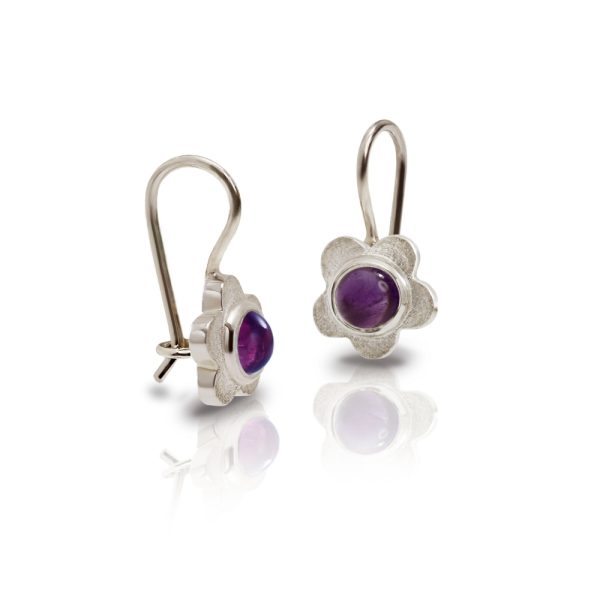 Silver Shasta Daisy Amethyst Earrings by Scarab Jewellery Studio - February Birthstone Jewelry
