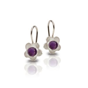 Silver Shasta Daisy Amethyst Earrings by Scarab Jewellery Studio - February Birthstone Jewelry