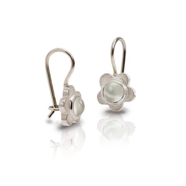 Silver Shasta Daisy Moonstone Earrings by Scarab Jewellery Studio