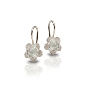Silver Shasta Daisy Moonstone Earrings by Scarab Jewellery Studio