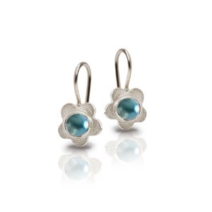 Silver Shasta Daisy Blue Topaz Earrings by Scarab Jewellery Studio