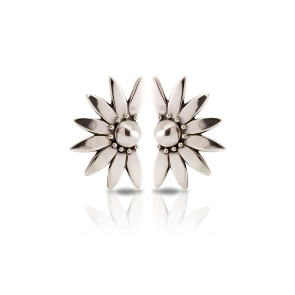 Silver Dandelion Stud Earrings by Scarab Jewellery Studio