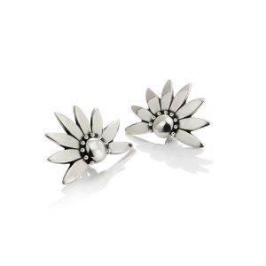 Silver Dandelion Stud Earrings by Scarab Jewellery Studio