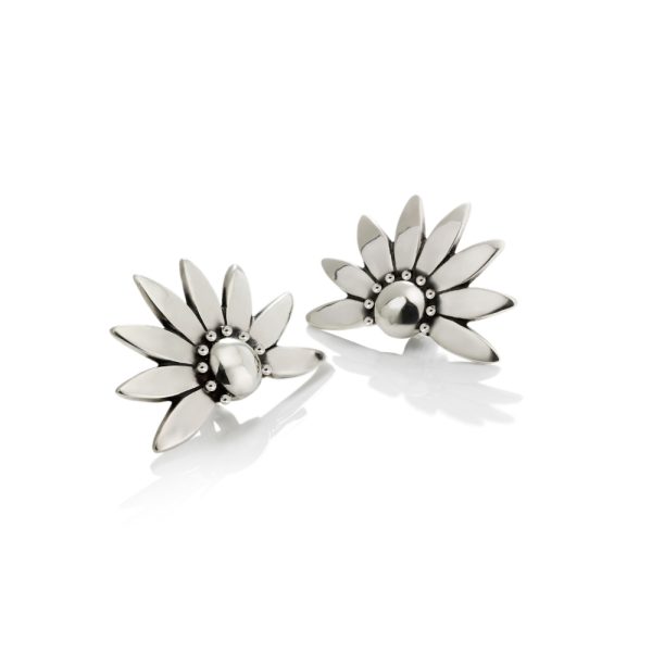 Silver Dandelion Stud Earrings by Scarab Jewellery Studio
