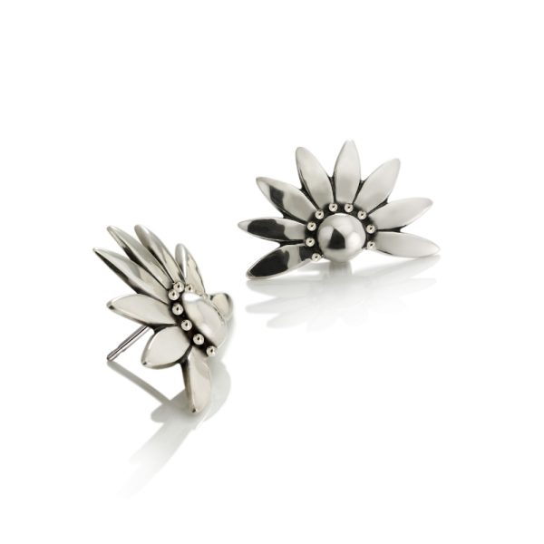 Silver Dandelion Stud Earrings by Scarab Jewellery Studio