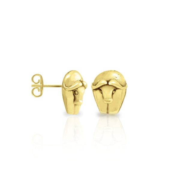 African Buffalo Gold Earrings by Scarab Jewellery Studio