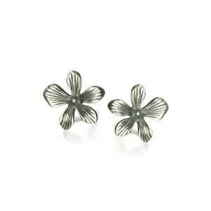 Detailed Silver Lily Earrings by Scarab Jewellery Studio London