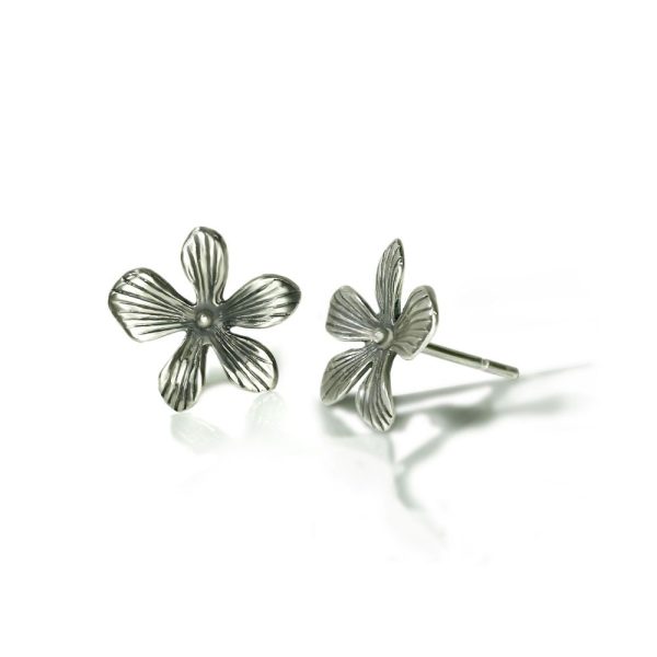 Detailed Silver Lily Earrings by Scarab Jewellery Studio London