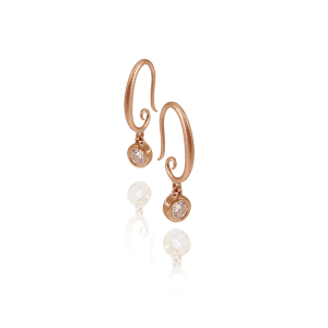 Spiral Hoop Diamond Drop Earrings by Scarab Jewellery Studio