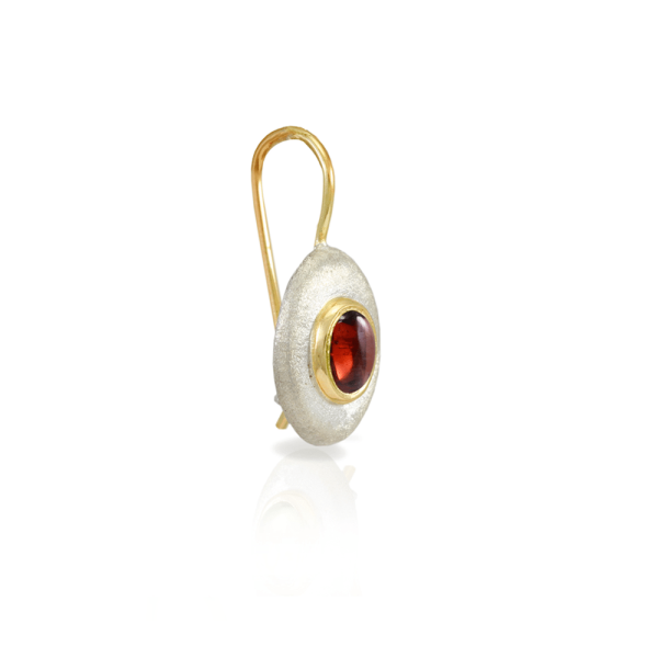 Surfboard Earrings Garnet with Solid Silver “Surfboard” and Gold trim by Scarab Jewellery Studio