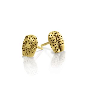 Gold African Leopard Earrings by Scarab Jewellery Studio