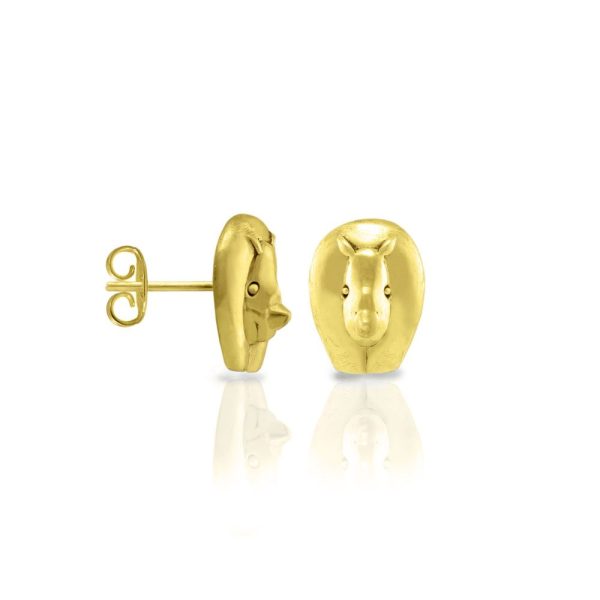 Gold African Rhino Earrings by Scarab Jewellery Studio