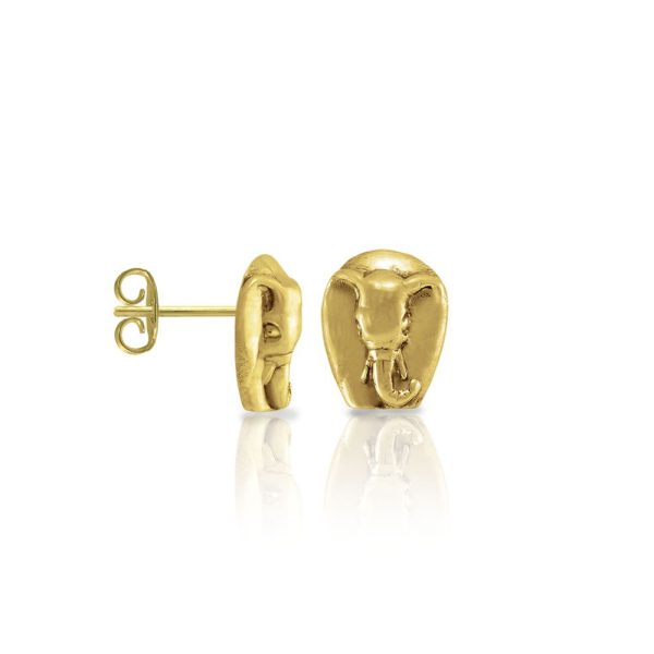 Gold African Elephant Earrings by Scarab Jewellery Studio