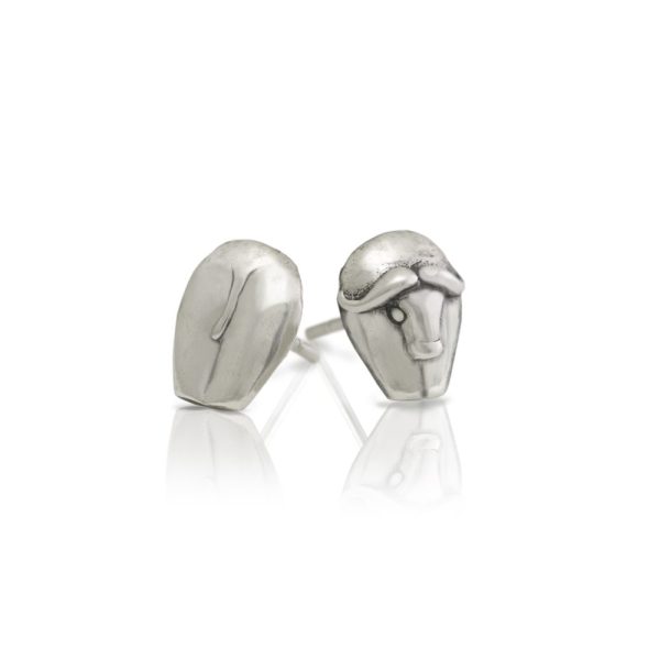 Silver African Buffalo Earrings by Scarab Jewellery Studio