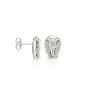 Silver African Elephant Earrings by Scarab Jewellery Studio