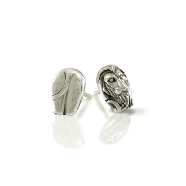 Silver African Lion Earrings by Scarab Jewellery Studio