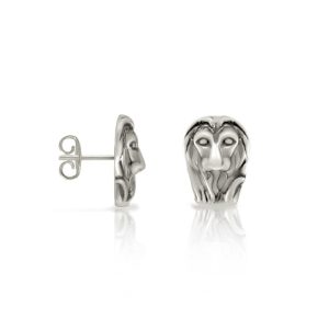 Silver African Lion Earrings by Scarab Jewellery Studio