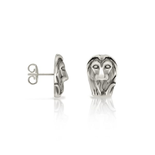 Silver African Lion Earrings by Scarab Jewellery Studio