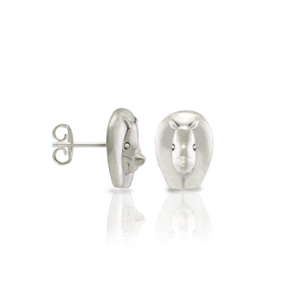 Silver African Rhino Earrings by Scarab Jewellery Studio