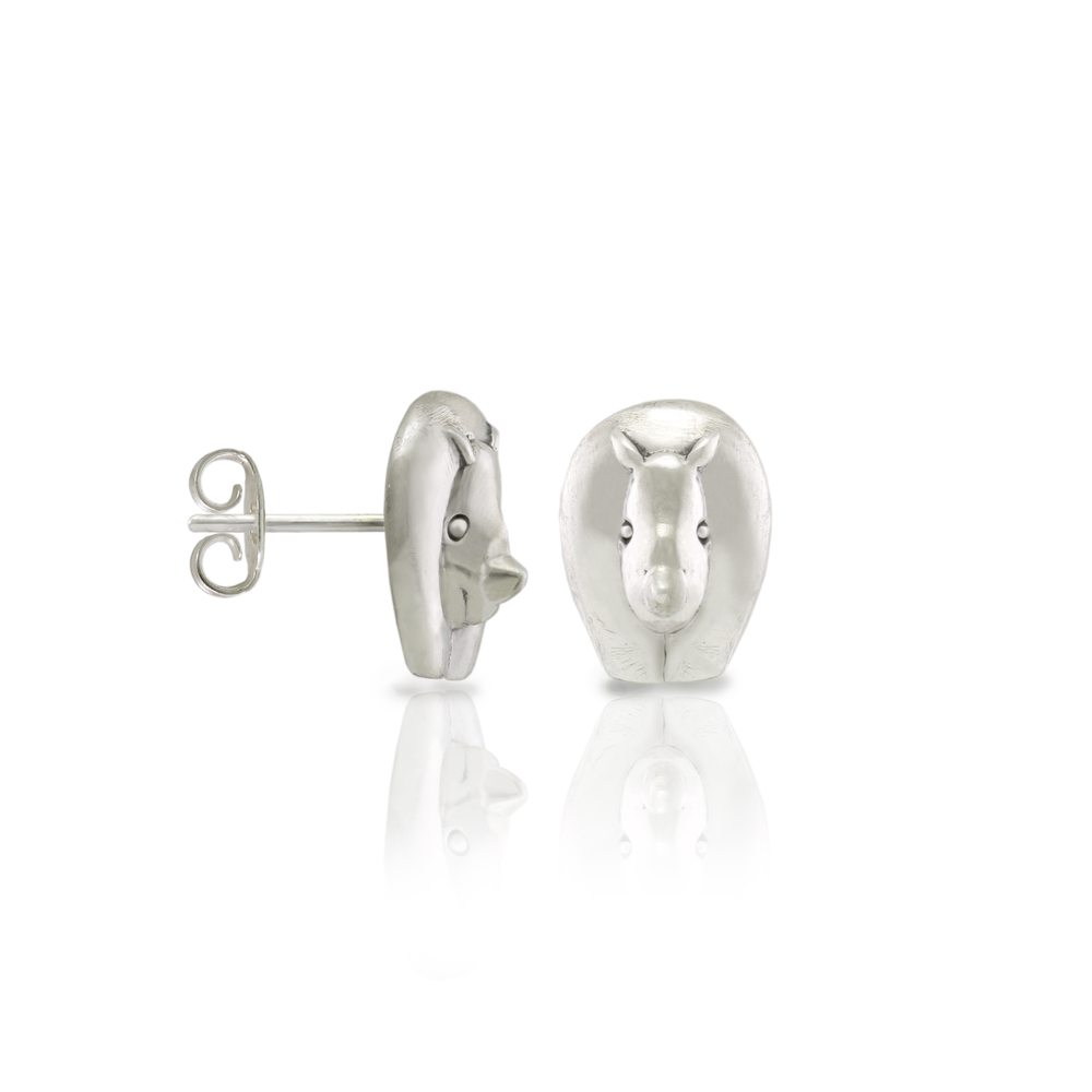 Silver African Rhino Earrings by Scarab Jewellery Studio