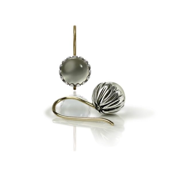 Daisy Moonstone Cabochon Drop Earrings by Scarab Jewellery Studio