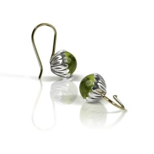 Daisy Peridot Cabochon Drop Earrings by Scarab Jewellery Studio