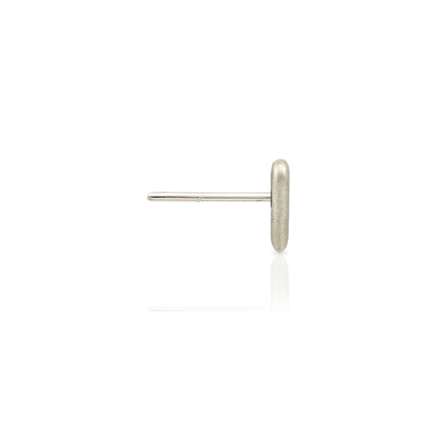 Side view of single Tiny Valentine Hearts Earrings Silver by Scarab Jewellery Studio