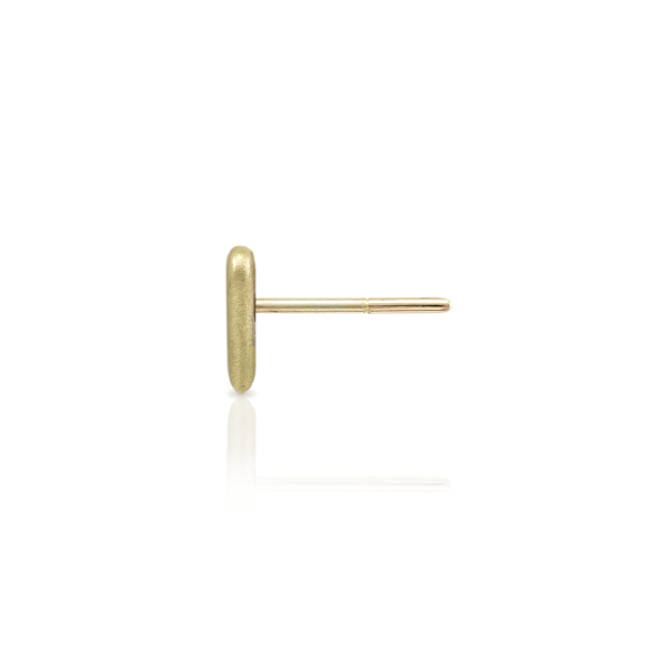 Side view of single Tiny Valentine Hearts Earrings Gold by Scarab Jewellery Studio