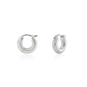 Huggie Diamond Earrings White Gold by Scarab Jewellery Studio