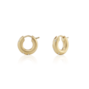 Huggie Diamond Earrings Yellow Gold by Scarab Jewellery Studio