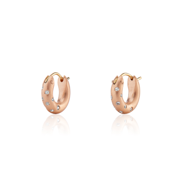 Huggie Diamond Earrings Red Gold by Scarab Jewellery Studio