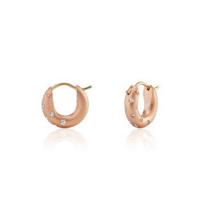 Huggie Diamond Earrings Red Gold by Scarab Jewellery Studio