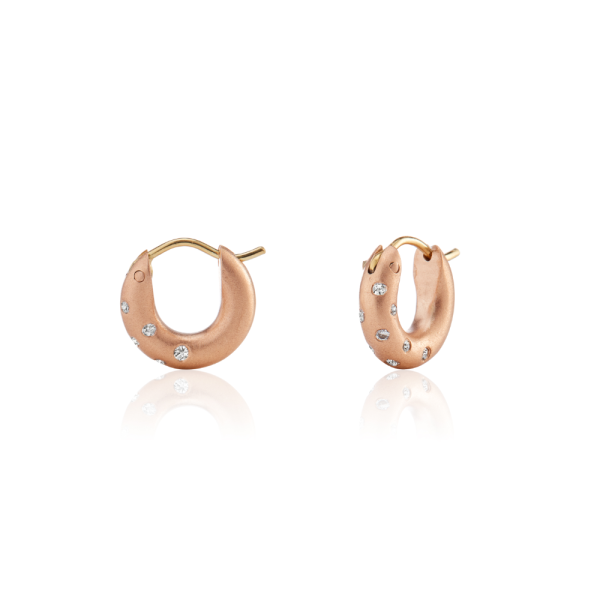 Huggie Diamond Earrings Red Gold by Scarab Jewellery Studio