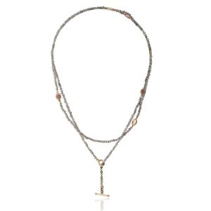 rose gold scarab labradorite faceted bead necklace by Scarab Jewellery Studio
