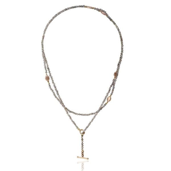rose gold scarab labradorite faceted bead necklace by Scarab Jewellery Studio