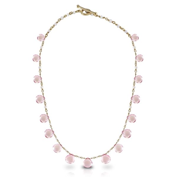 Rose Quartz Briolette Seed Pearl Necklace by Scarab Jewellery Studio