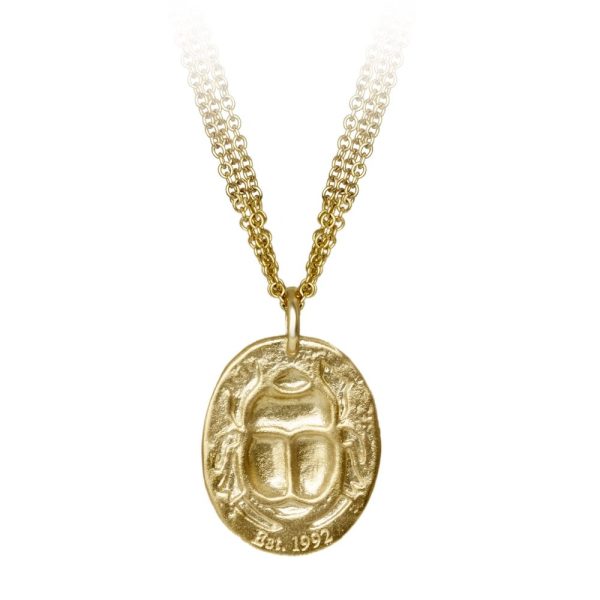 Gold Scarab Natural Turquoise Bead Necklace by Scarab Jewellery Studio
