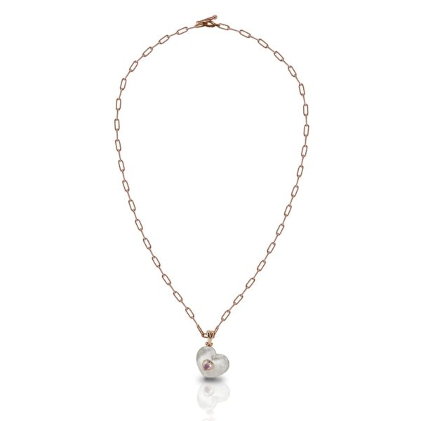 Rose Quartz Silver Heart Locket Necklace by Scarab Jewellery Studio