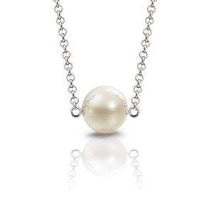 single round cultured pearl necklace friendship pendant by Scarab Jewellery Studio