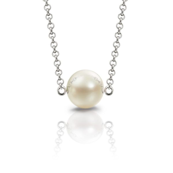 single round cultured pearl necklace friendship pendant by Scarab Jewellery Studio