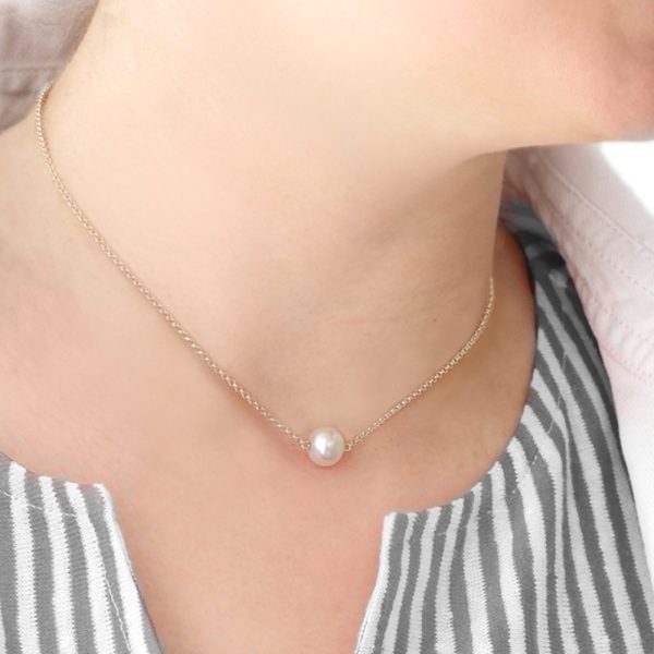 single round cultured pearl necklace friendship pendant by Scarab Jewellery Studio