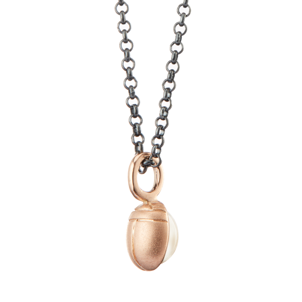 Rose Gold Scarab Moonstone Pendant by Scarab Jewellery Studio