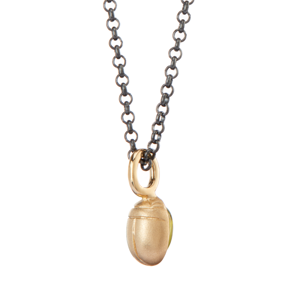 Rose Gold Scarab Peridot Pendant by Scarab Jewellery Studio