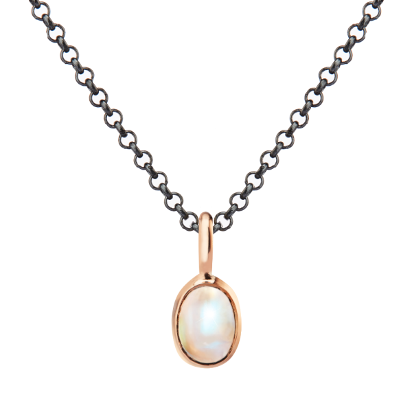 Rose Gold Scarab Rainbow Moonstone Pendant by Scarab Jewellery Studio