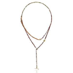 Natural Sapphire Faceted Rainbow Bead Necklace by Scarab Jewellery Studio