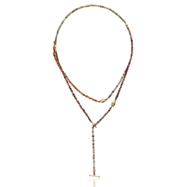 Natural Sapphire Faceted Rainbow Bead Necklace by Scarab Jewellery Studio