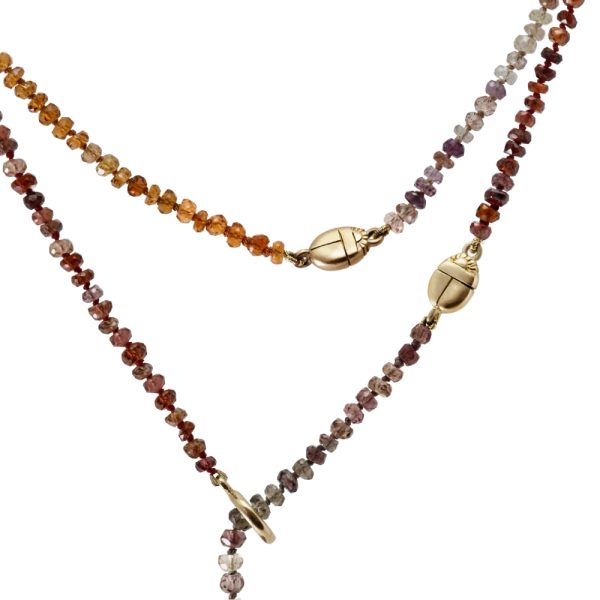 Natural Sapphire Faceted Rainbow Bead Necklace by Scarab Jewellery Studio